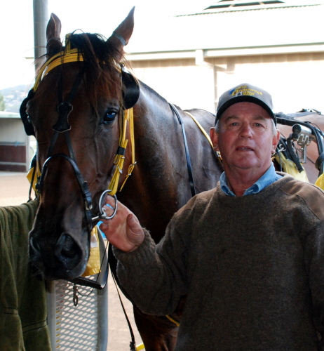 Dodgermemate with trainer Geoff Smith after Sunday night's effortless Hobart win

