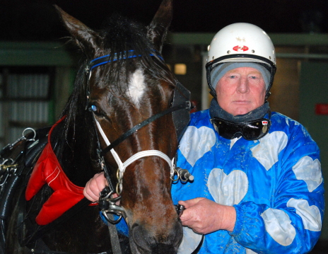 Spendit with trainer-driver Scott Ford after his win at Tattersall's Park on Monday night
