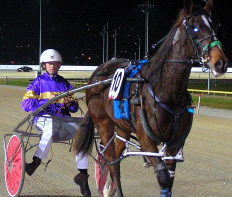 Shez Ryleymak and her trainer -driver Rohan Hillier after one of the mare's wins this season
