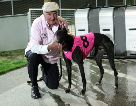 Trainer Terry Penny with his kennel star Penny's Angel
