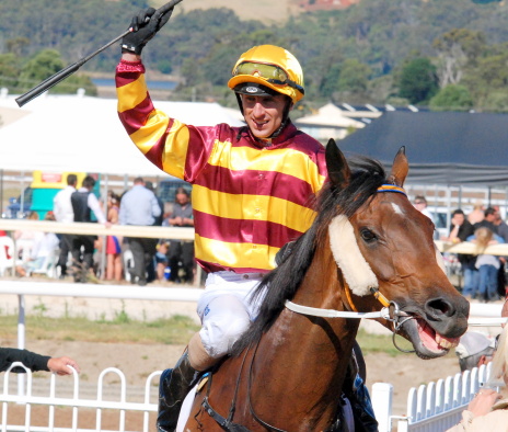 Brendon McCoull - in the winner's circle at his first day back in the saddle
