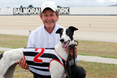 Trainer David Booth with Kell Lee after her win
