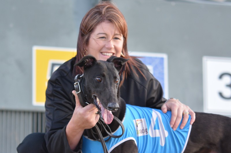 Dyna Villa with handler Susan Gittus after the dog's impressive Hobart Thousand heat win last week