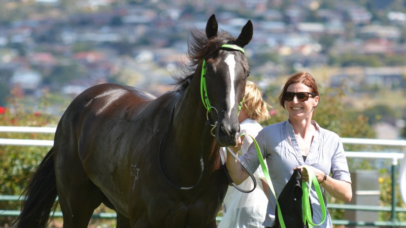 Tshahitsi with co-trainer Imogen Miller after the three-year-old's win in Hobart on Sunday