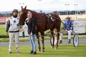 L-R: Trainer Ben Woodsford, his partner Chloe Ford and driver Matthew Howlett.